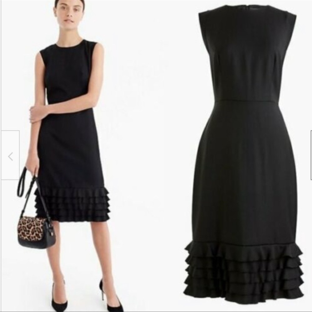 J Crew ruffle bottom sheath dress.